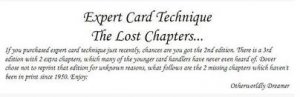 Expert Card Technique The Lost Chapters by Dai Vernon